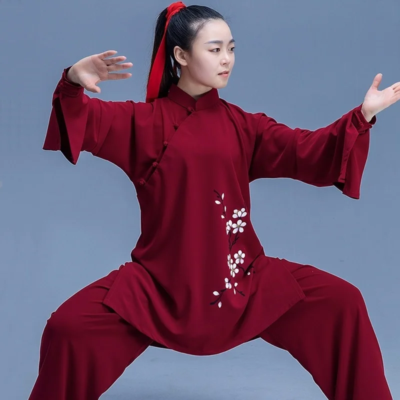 Красное вино ушу униформа китайский воин Костюм Брюс Ли крыло Чун Одежда Форма