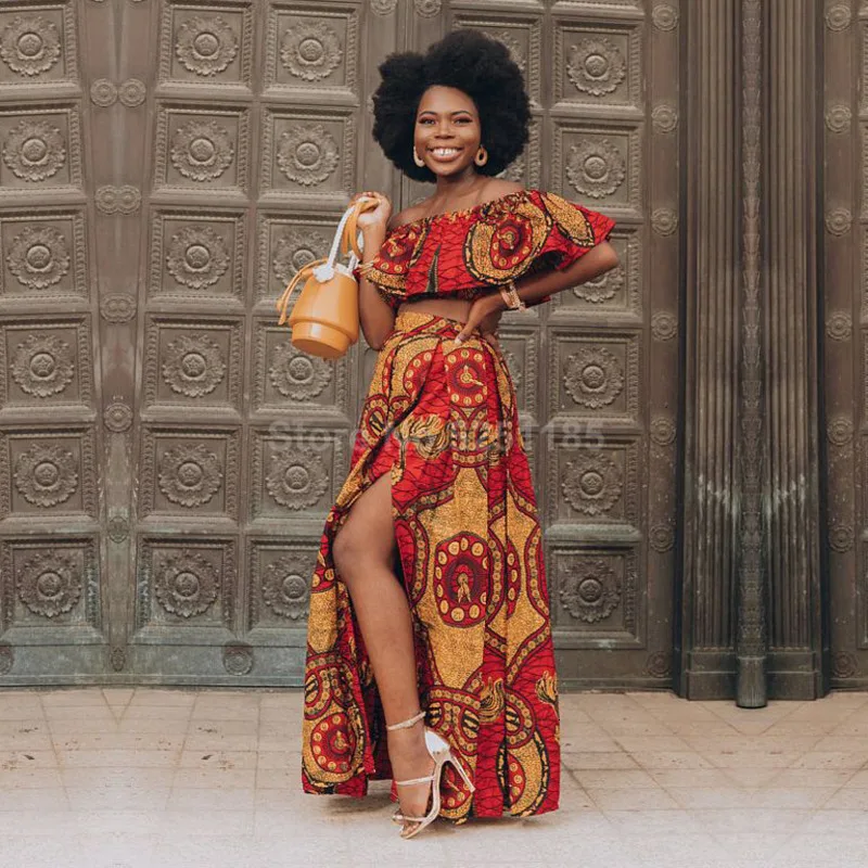 Модные африканские платья для женщин Дашики базин анкера длинные халаты Женская