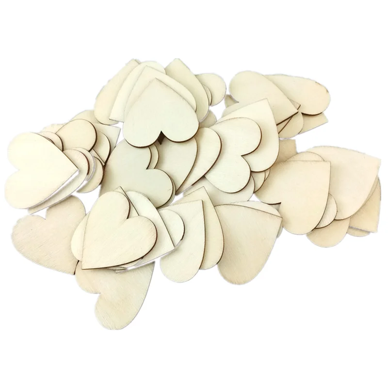 

5PCS 50mm Unfinished Blank Wood Hearts Slices DIY Wooden Discs Heart Shaped Embellishment for Arts Crafts Wedding party Decor