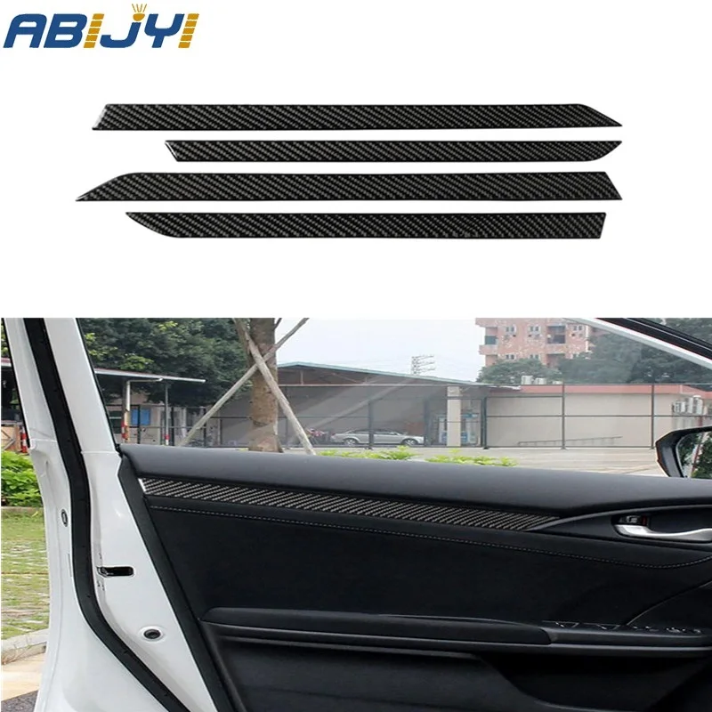 

4 шт. высокое качество углеродное волокно внутренняя дверная наклейка отделка Подходит для Honda Civic 10th 2016-2019 автомобильные наклейки