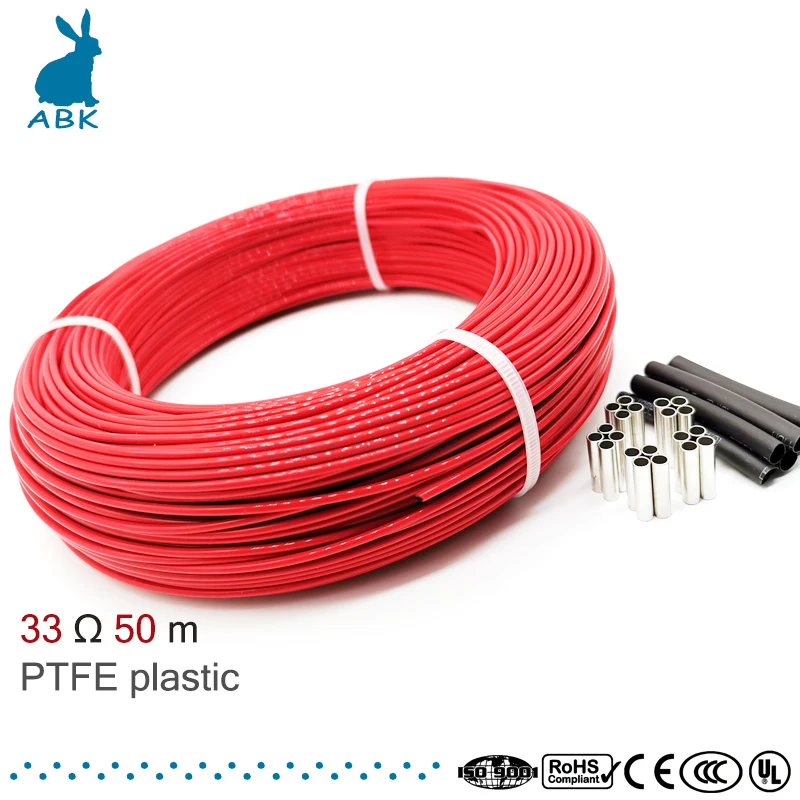 33 Ом 50 метров 12k PTFE огнестойкий углеволоконный нагревательный кабель провод DIY