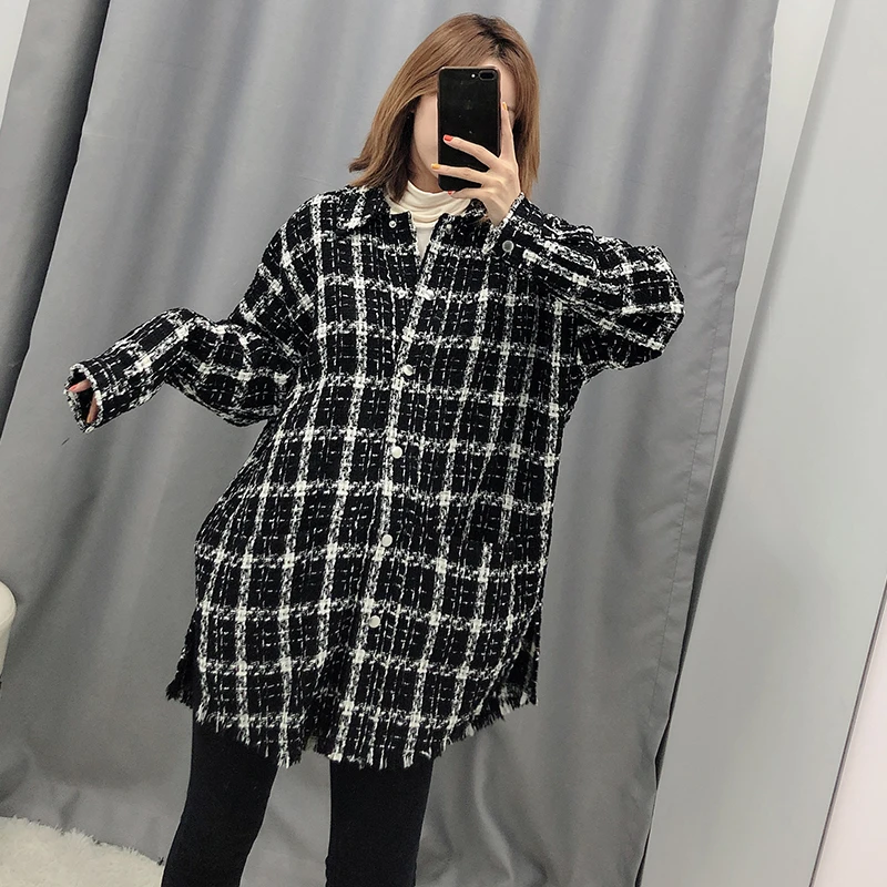 Женская твидовая куртка в клетку винтажная стильная клетчатая с карманами и