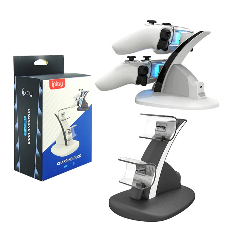 Подставка для зарядного устройства двух контроллеров Sony PS5 DualSense с синими