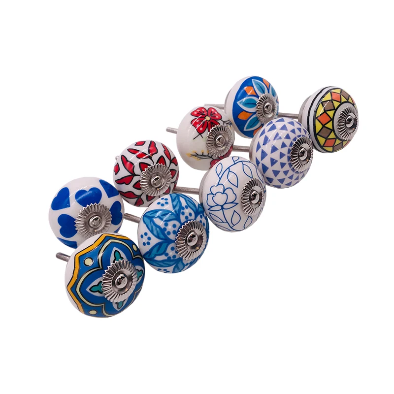 1x Винтаж потертый ручки различных Цвет цветочный ручная роспись Керамика