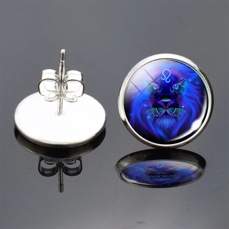 Женские серьги гвоздики со знаком зодиака 12 дюймов|Серьги-гвоздики| |