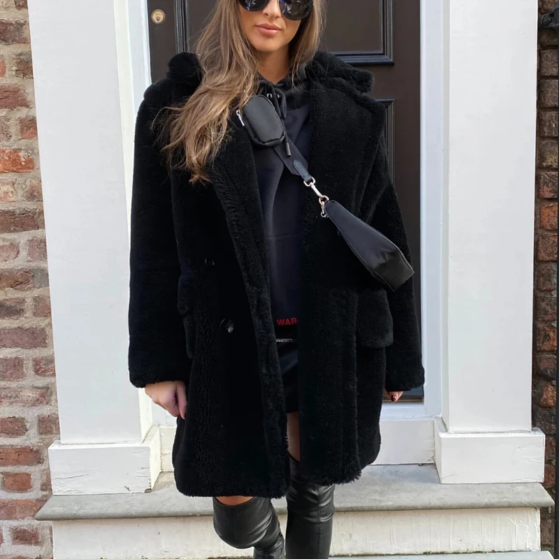 Oversized Teddy Coat Women Jacket 2021 Autumn Winter Candy Color Long Thick Warm Padded Coats Ladies Lambswool Fur Coats