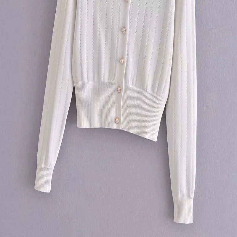 

Chu Sau Beauty Spring And Summer New Style Sweet Doll Collar Contrast Stitching Knitted Cardigan Single-Breasted Sweater Coat
