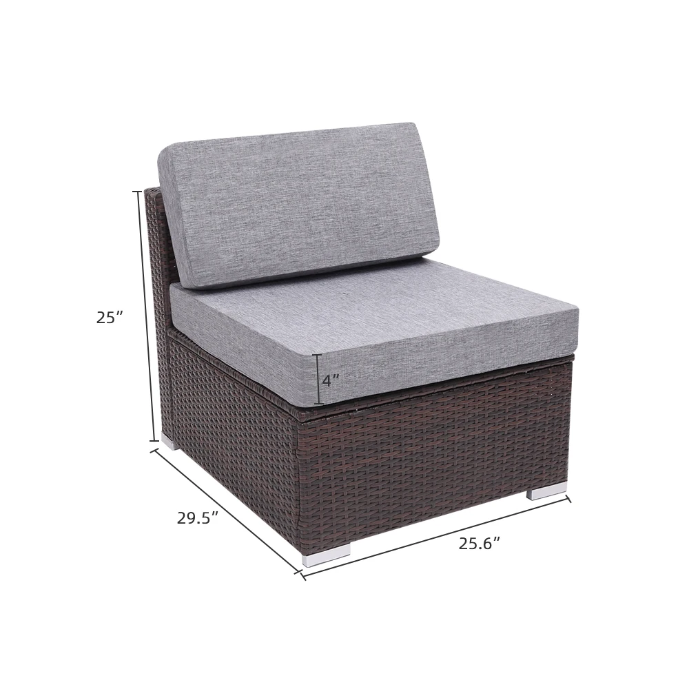 

【US Warehouse】4 Pieces Patio PE Wicker Rattan Corner Sofa Set