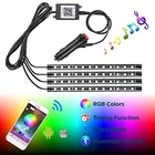 Светодиодная лента для салона автомобиля, RGB-подсветильник ка, беспроводное управление через приложение для телефона, для Android, IOS, 12 В