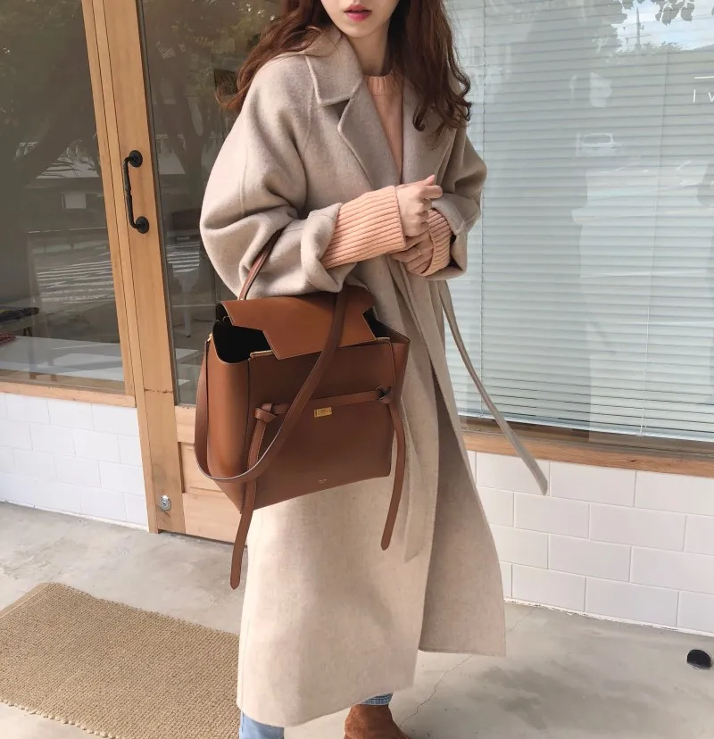 Корейские винтажные шерстяные куртки пальто для женщин 2021 Осень Зима длинное