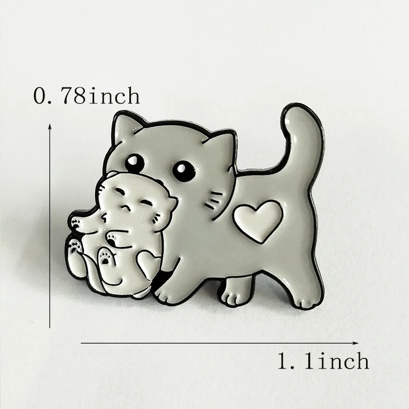 

Exquisite Fashion Cute Trendy Animal Brooch Cartoon Cat Mom Dangling Kitten Protection Cat Brooch Badge Kitten Cat Brooch