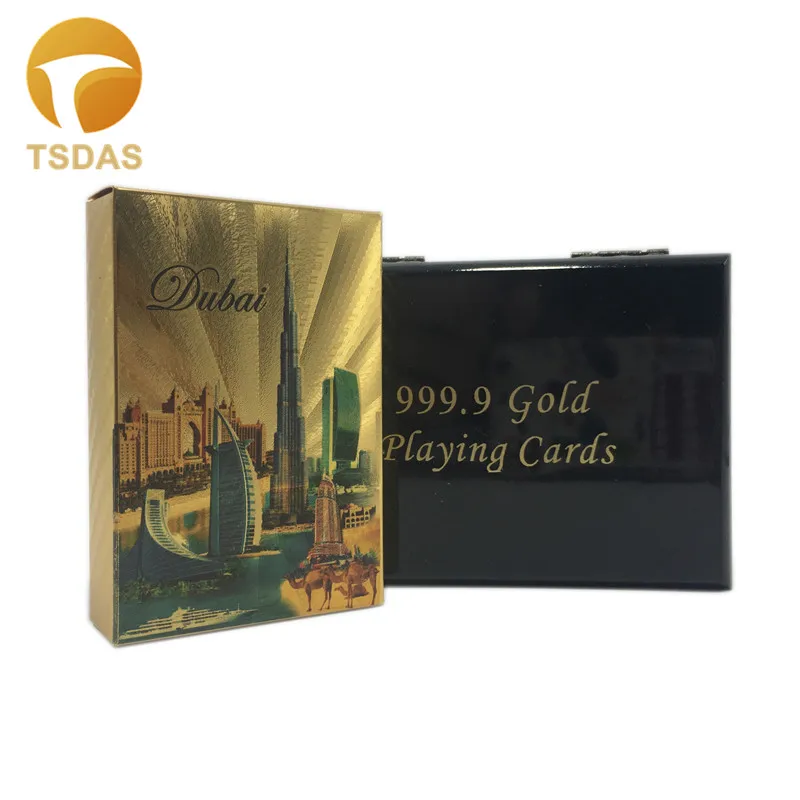 Colored 24k Gold Plated Playing Cards With Dubai Style Sports Leisure Game Poker Card Gift Box & Certificate Card|card card|cards playingcards gold |