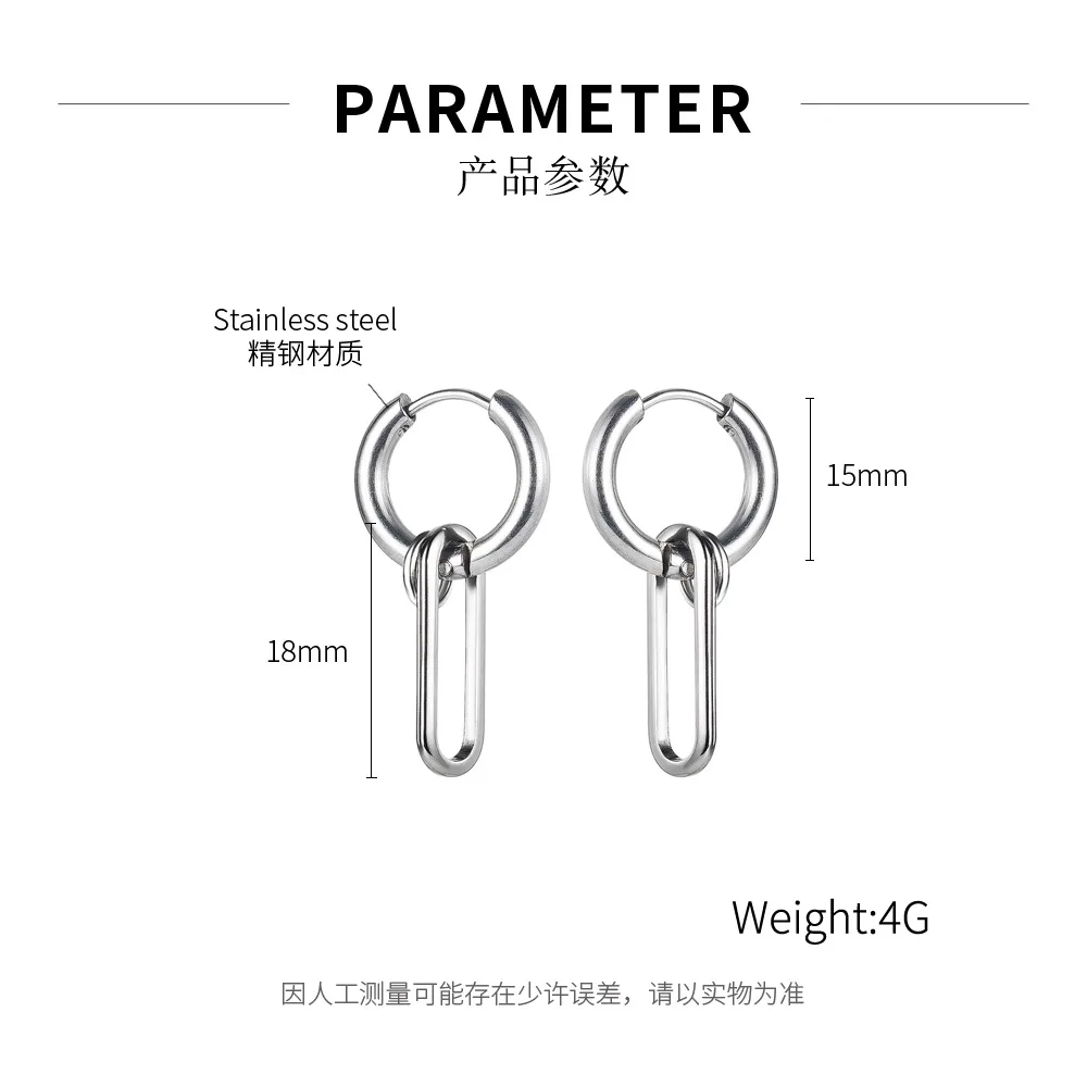 

CH-98 Japanese and Korean personality creative geometric oval earrings net red temperament wild circle stainless steel earrings