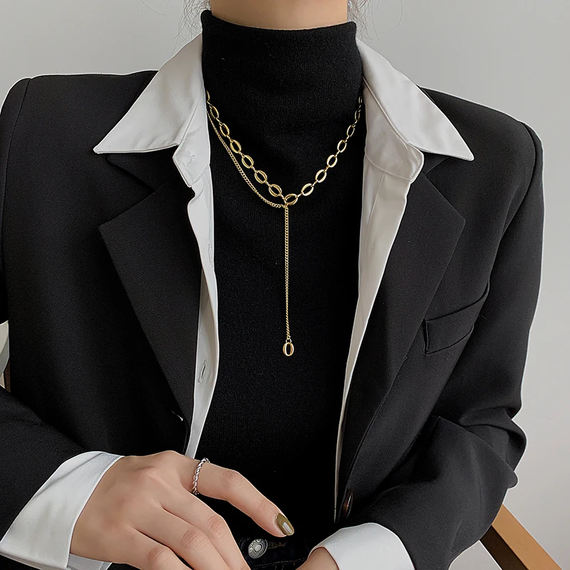 Женское простое ожерелье новинка 2021 золотая цепочка с кисточками ювелирное