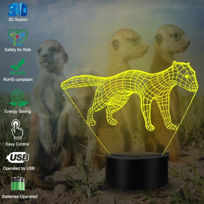 VCity Meerkat 3D лампа 7 цветов сенсорный пульт дистанционного управления Ночная