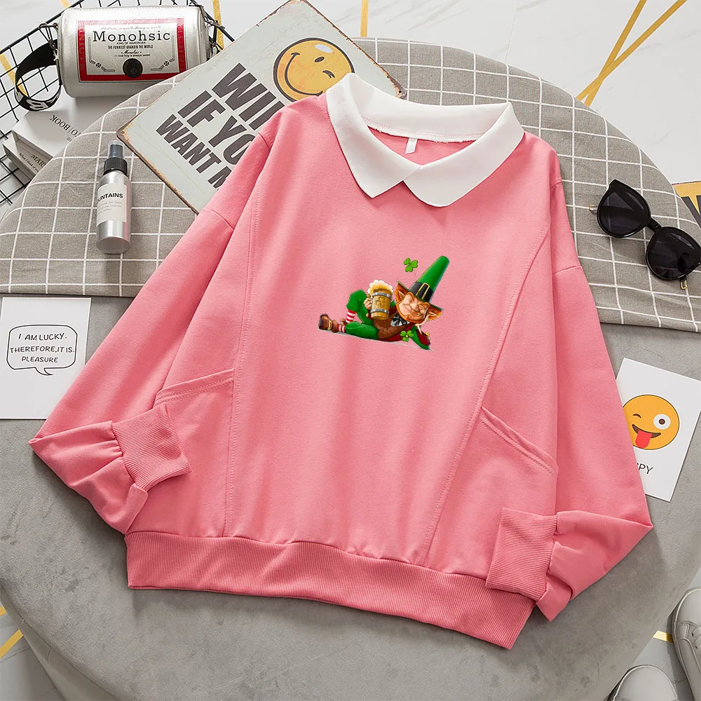 Graphic Turn-down Collar Cotton Hoodies Womens Comfy Cute Sweatshirt Streetwear Print Oversized Kawaii Women Hoodie Sweetshirts