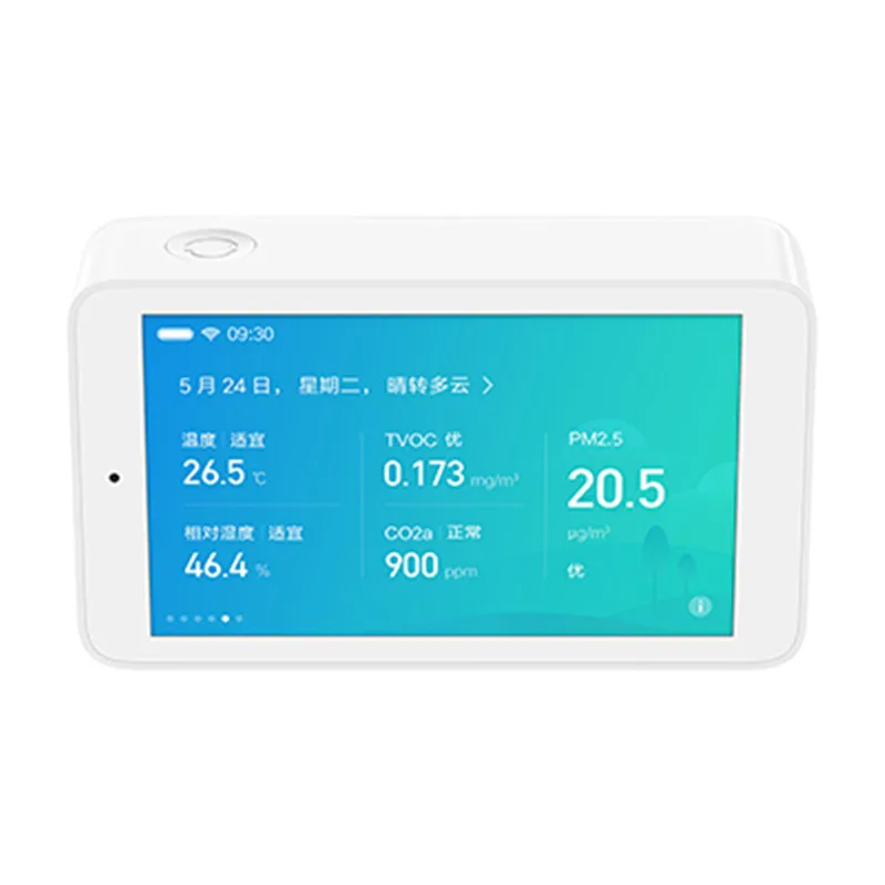 white Детектор воздуха Xiaomi Mijia, высокоточный датчик, сенсорный экран 3,97 дюйма, USB интерфейс, Погодный датчик PM2.5 CO2a, датчик влажности - Цвет: white