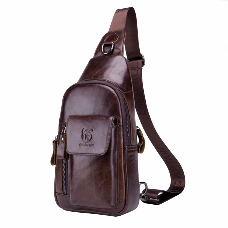 Фото BULL CAPTAIN Men Leather Retro Cross Body Bags Riding Sling Chest Bag Shoulder Messenger with External USB Charging Port BULL CAPTAIN Men Leather Retro Cross Body Bags Riding Sling Chest Bag Shoulder Messenger with External USB Charging Port