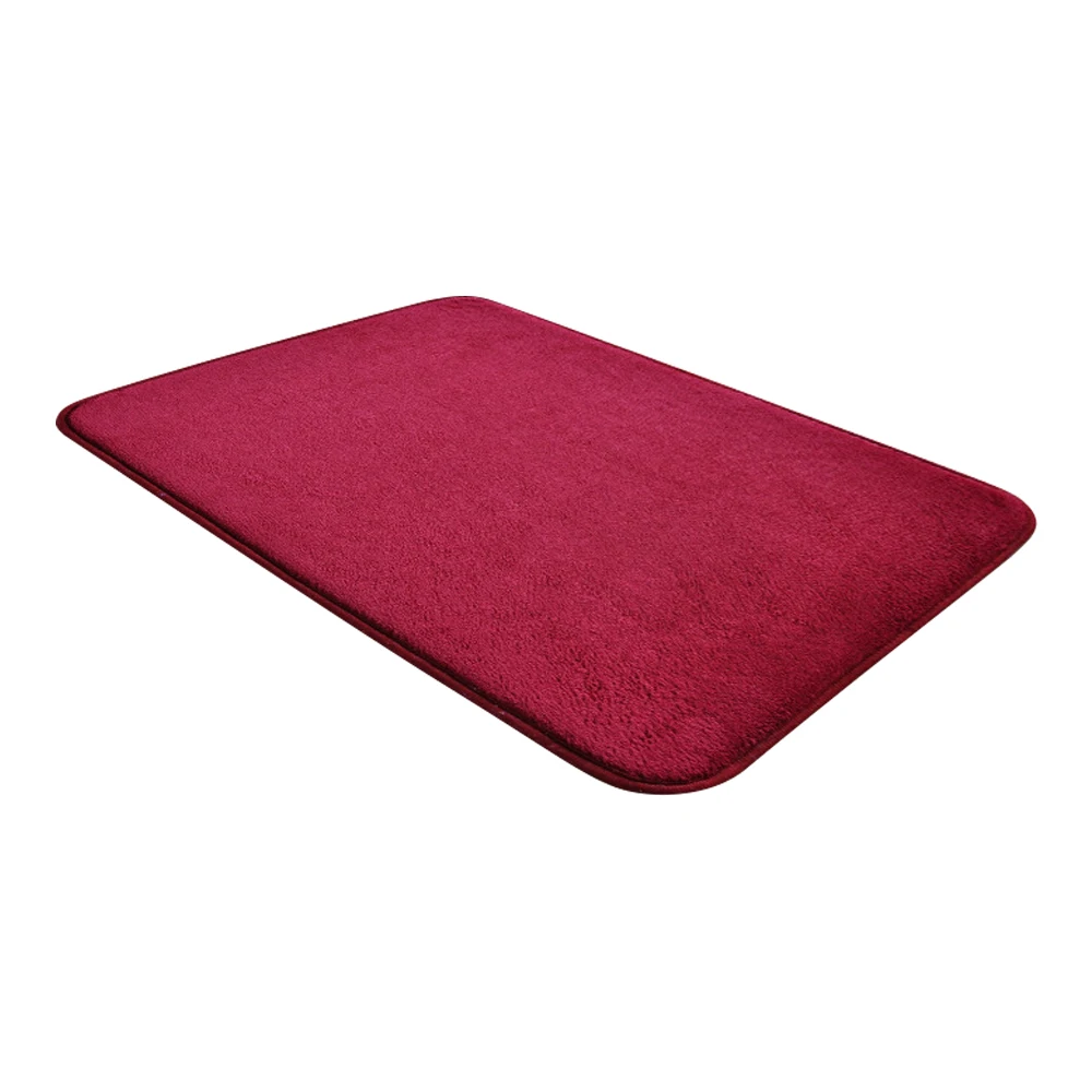 Wine red Коврик для ванной комнаты, нескользящий ковер, Впитывающий Коврик из пены с эффектом памяти, коврик для ванной комнаты, кухонный дверной пол, коралловый флис, 40*60 см - Цвет: Wine red