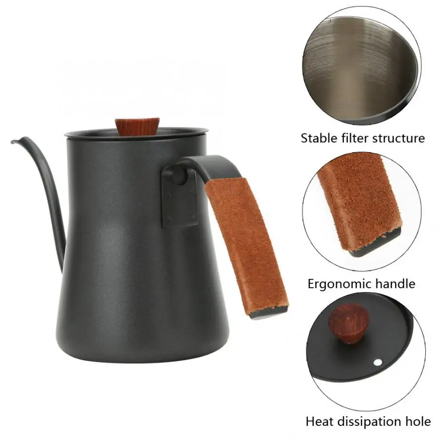 

moka pot 600ml Stainless Steel Coffee Kettle Long Spout Pot with Handle for Home Coffee Shop Use Coffee Kettle