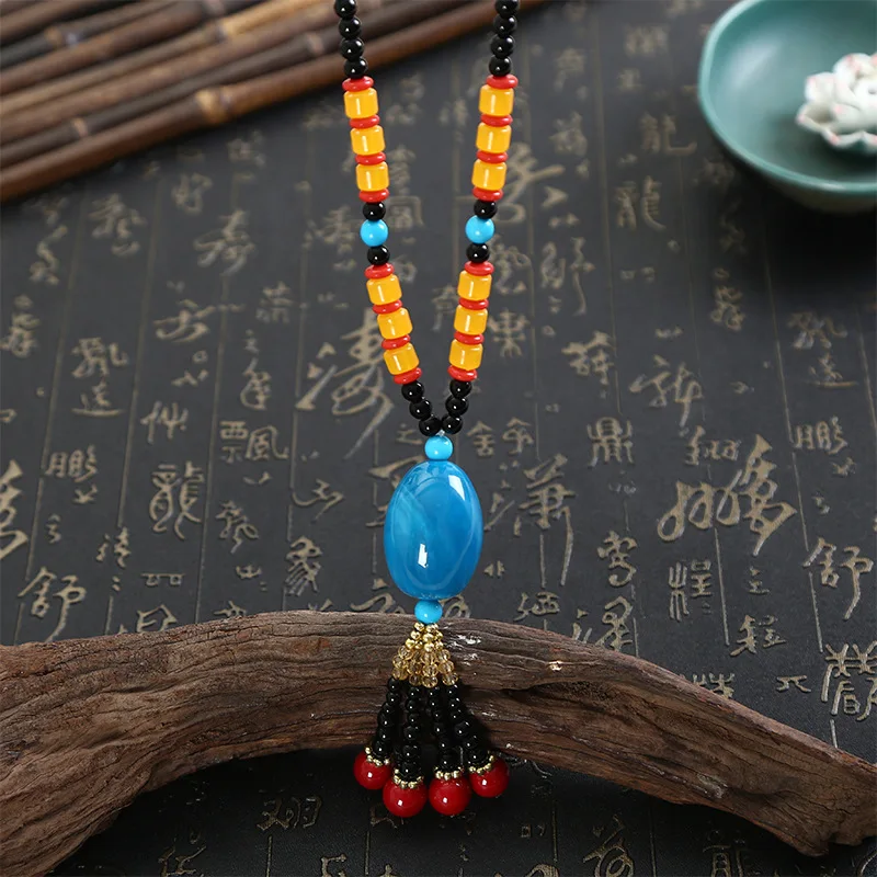 Women Lady Vintage Long Pendant Necklace Handmade Ethnic Beads Sweater Chain Jewelry | Украшения и аксессуары