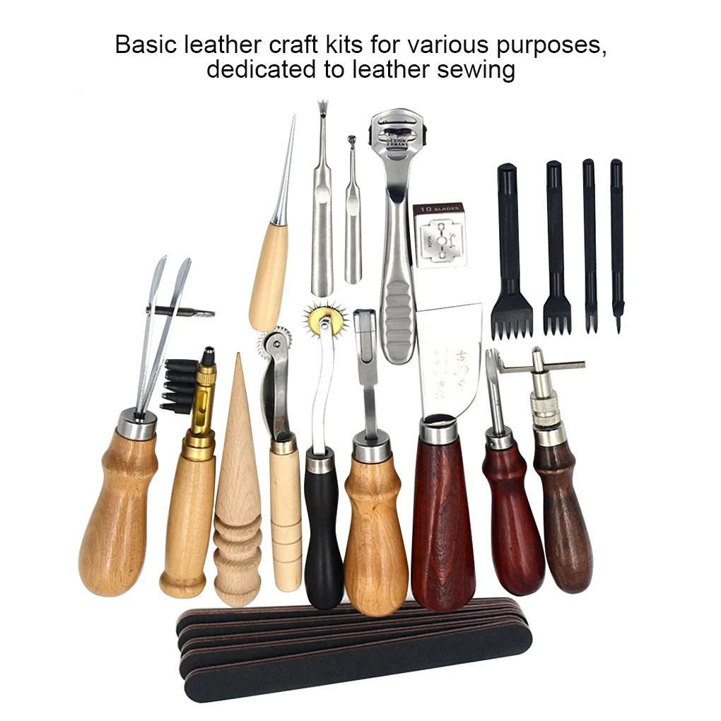 

18pcs/set Leatherworking Set DIY Metal Leather Sewing Kit Portable Leather Crafting Tool Set