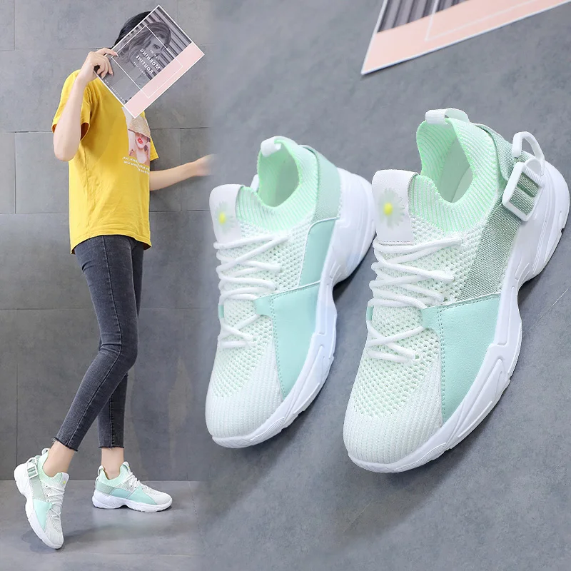 Теннисные туфли женские сетчатые дышащие кроссовки на платформе женская