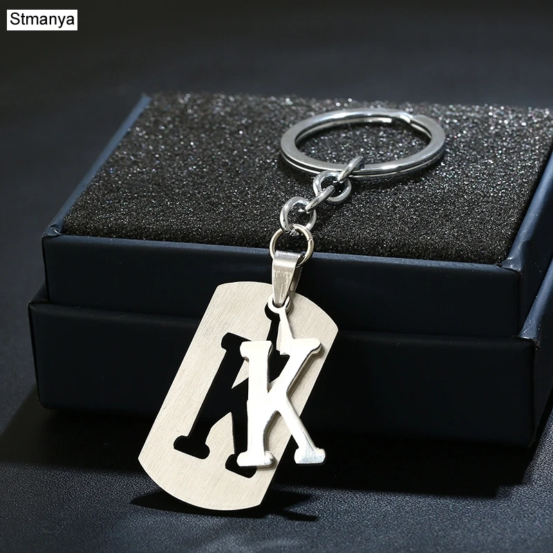 DIY из нержавеющей стали A-Z буквы брелок талисман 26 букв брелок мужской женский брелок пара подарок ювелирные изделия автомобильный брелок