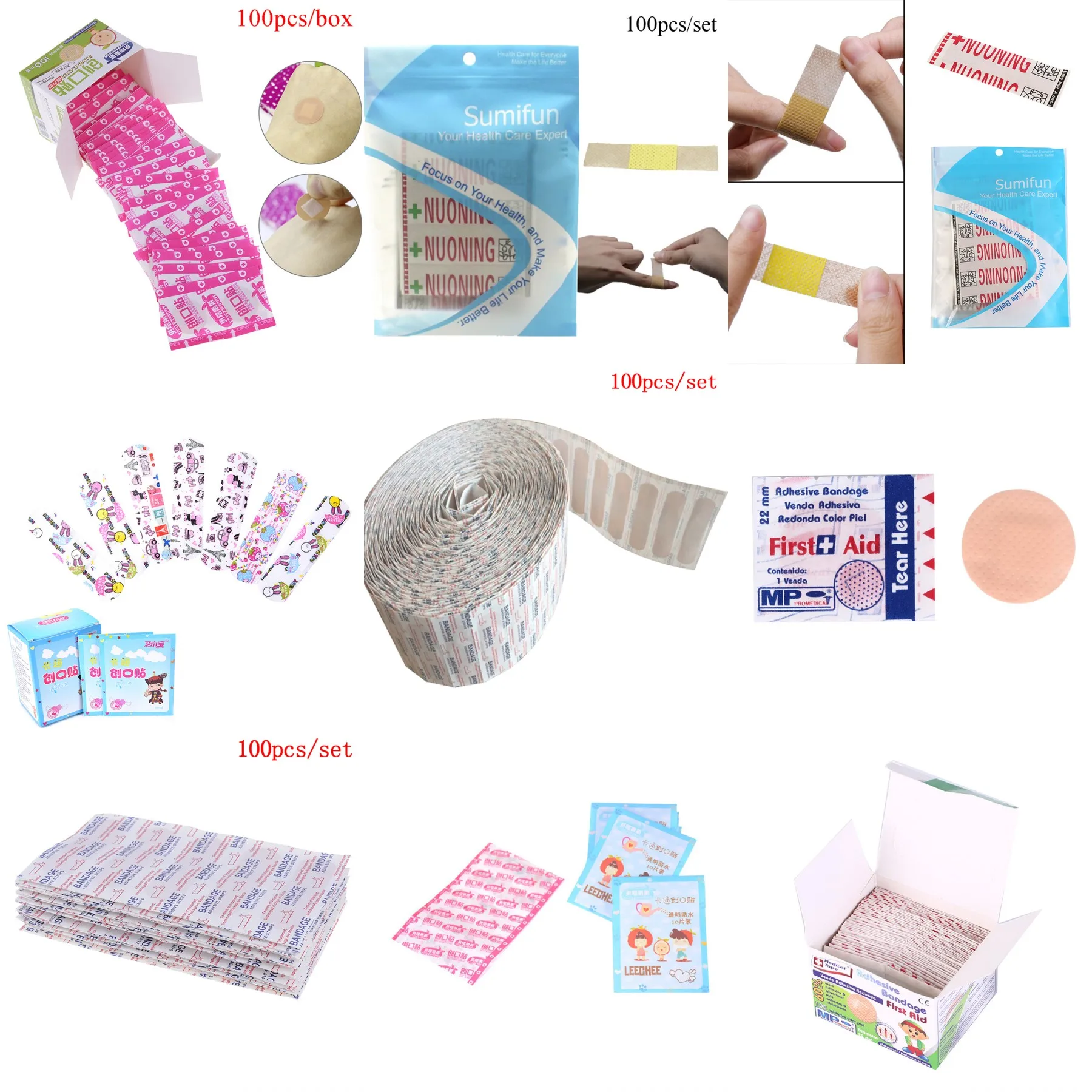 20/100 шт бандаж первой помощи Подушка под пятку-Цинковый лейкопластырь повязки