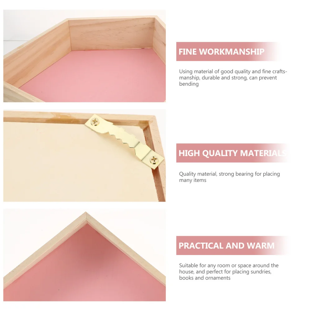 

3pcs Wall Mount Household Storage Rack House Shape Wooden Display Shelf