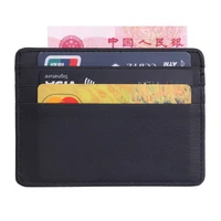 thin bank card case with window lychee pattern pu leather case