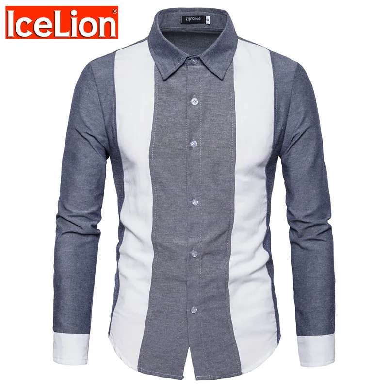 IceLion 2021 Spring New Shirts For Men Striped Long Sleeve Mens Clothes Camisas Para Hombre Slim Fit Fashion Casual Dress | Мужская