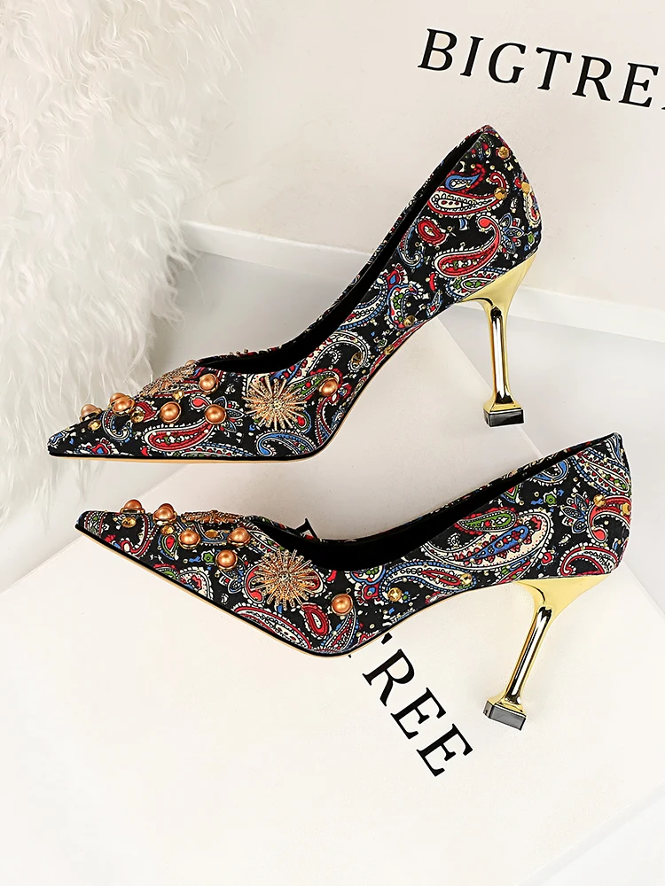 В богемном стиле Стиль женская обувь на высоких каблуках туфли шпильках с