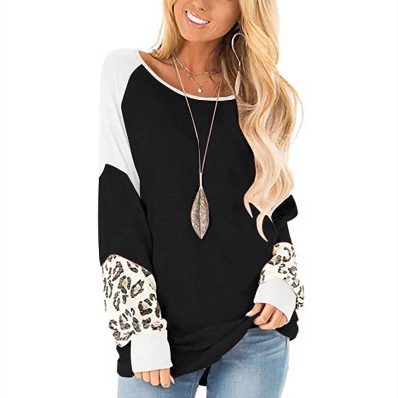 

Patchwork Women Sweatshirt Hoodies Autumn Long Sleeve Top Casual Pullovers Sweatshirt Female O-Neck Hoodies 2021 Lady Loose Top