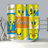 new product tweety bird funny shower curtain polyester fabric screens curtains for bathroom 3d waterproof bath curtain with hook