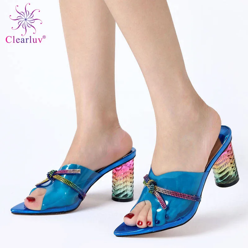 2020 синий цвет удобные каблуки африканский дизайн высокое качество нигерийская