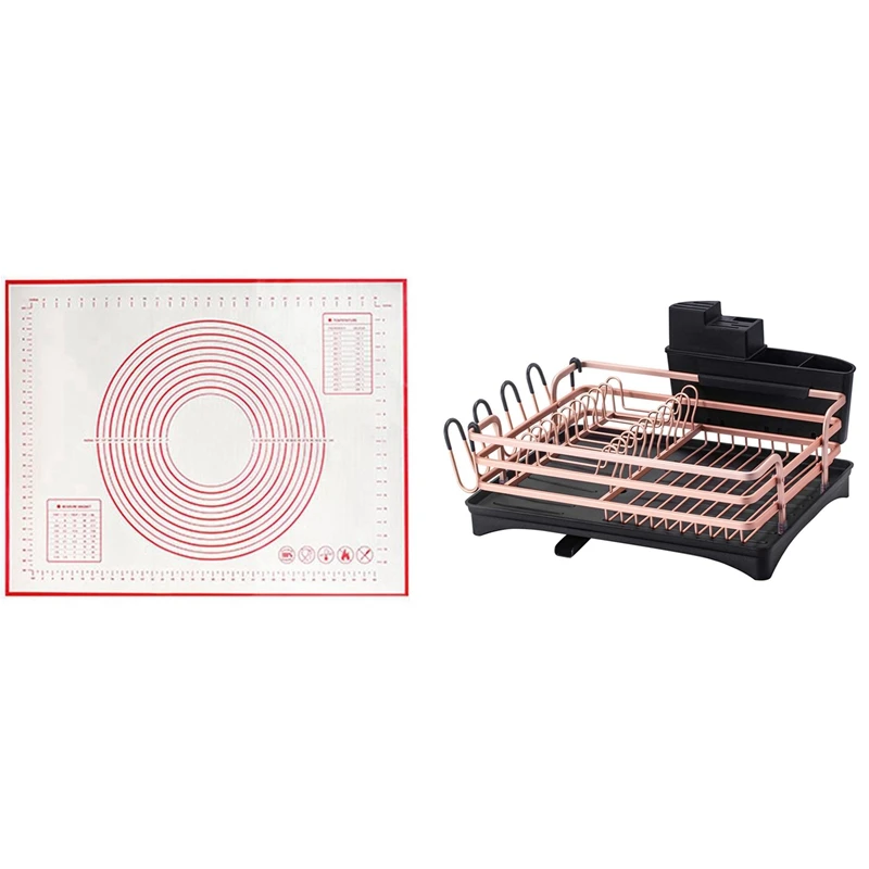 

Сушилка для посуды, компактная устойчивая к ржавчине стойка для посуды и сушилка, золотой и нескользящий Силиконовый кондитерский коврик A