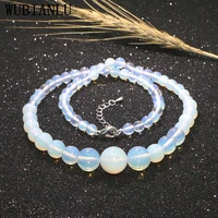 new 15 style fashion trend crystal necklace bohemian smooth opal necklaces female hexagon gift energy jewelry costume matching