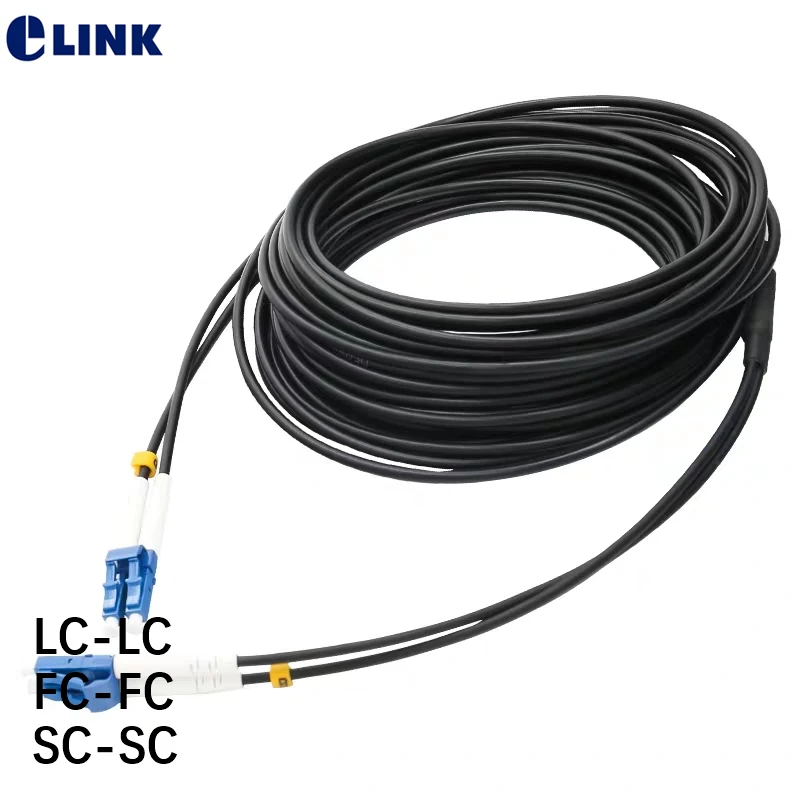 120mtr 2C Armored 5.0mm LSZH Fiber optic Patchcords waterproof LC SC ST FC 2 core patch lead FTTA armor jumper Outdoor SM DX