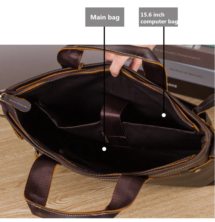 Мужские сумки из натуральной кожи с начесом роскошная модная сумка в стиле ретро