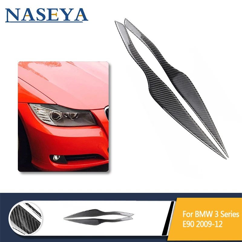 Car Styling Carbon Fiber 3D Sticker of Headlight Eyebrow Eyelid Cover For BMW 3 Series E90 E92 E93 E87 LHD /RHD | Автомобили и