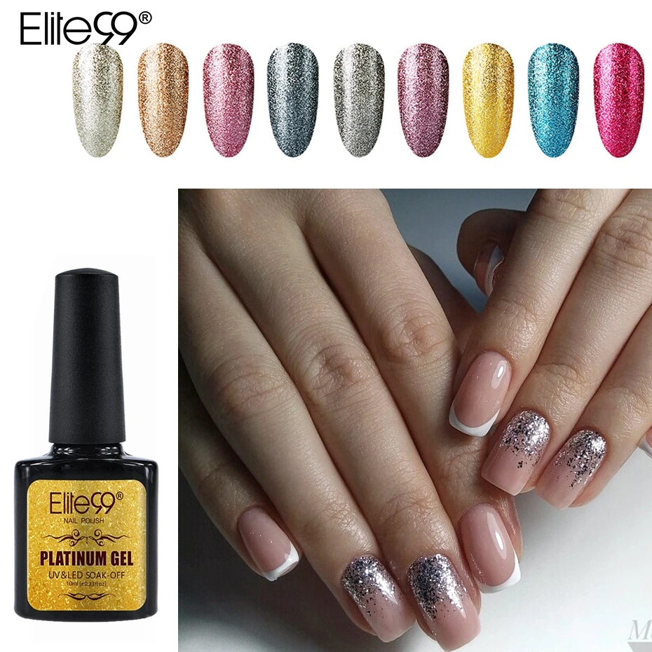 Elite99 10 мл Блестящий УФ-гель для ногтей Platinum Soak Off Nail Art Маникюр гели для ногтей гибридные Лаки гель лак для ногтей набор