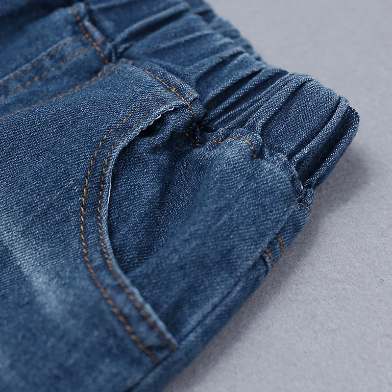 

Autumn 1-7 years old boy white shirt + jeans two-piece suit European and American style thin woven cotton single-breasted suit