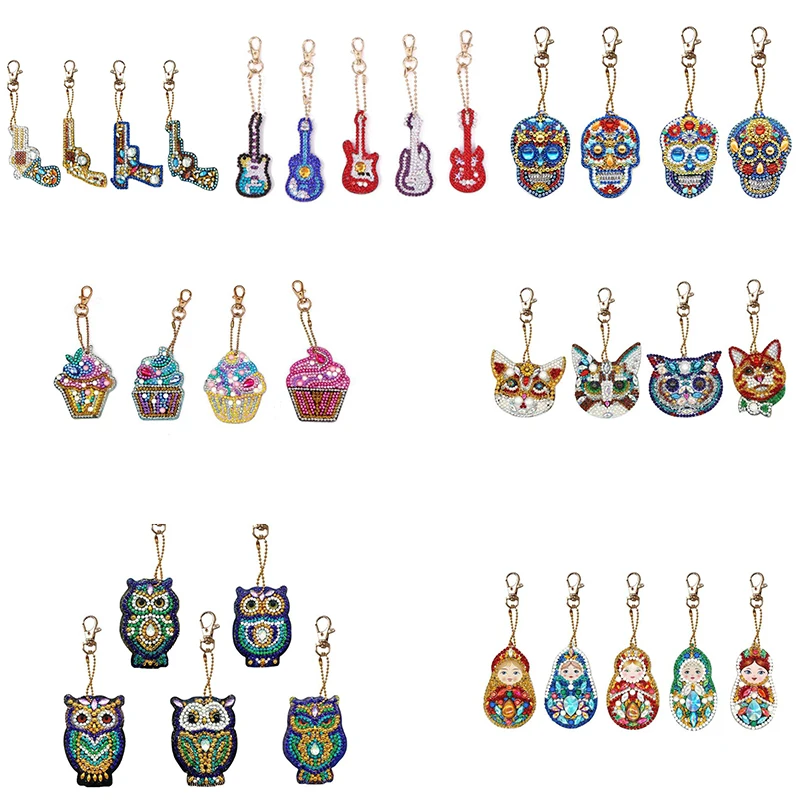 4 5 шт Новый Полный Круглый дрель 5D DIY алмазная живопись брелки для ключей с