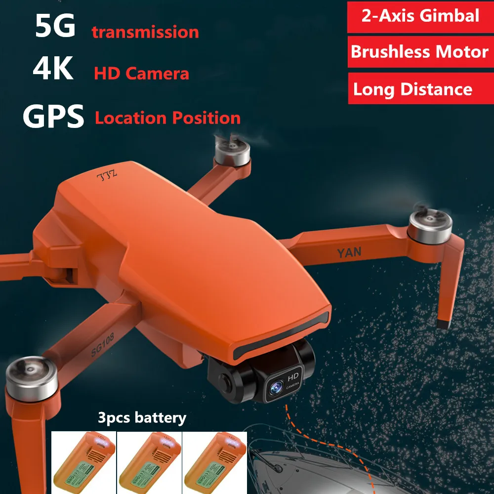 

Professional 2-Axis Gimbal Camera 5G GPS 4K Drone With GPS Position Optical Flow Brushless RC Quadcopter With 3 Battery VS SG108