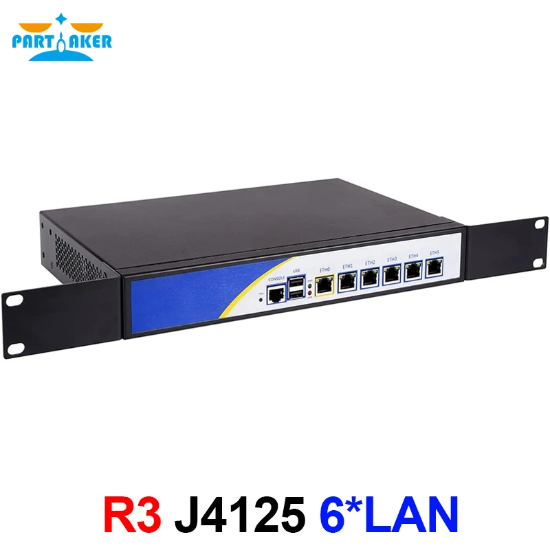 Partaker R3 Firewall Appliance Intel Celeron J4125 for pfSense with 6*Intel I-211 Gigabit Lan Firewall Hardware 8G RAM 128G SSD