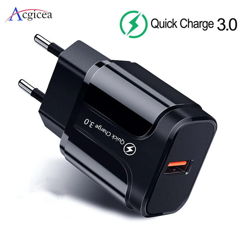 Универсальное зарядное устройство 5 В 3 А, EU, US, USB, зарядное устройство для телефона, быстрая зарядка 3,0, быстрая зарядка для внешнего аккумулятора для iPhone 11 Pro, XR, телефонов, планшетов