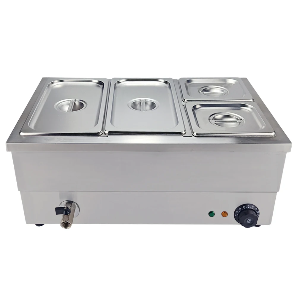 1500 Вт четыре контейнера Bain Marie буфет подогреватель еды коммерческий автоматический суп горшок Ресторан приготовление пищи Bain Marie
