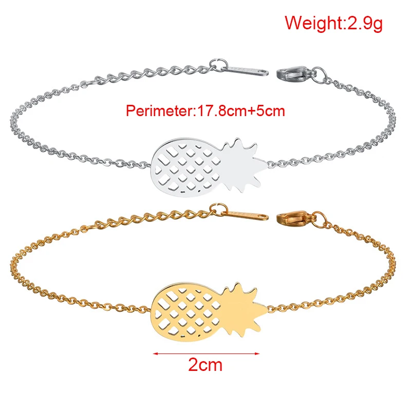 

Luxury Fashion Stainless Steel Pineapple Bracelet Gold Silver Color Couple Lock Bracelet For Women Girls Valentine's day Gift