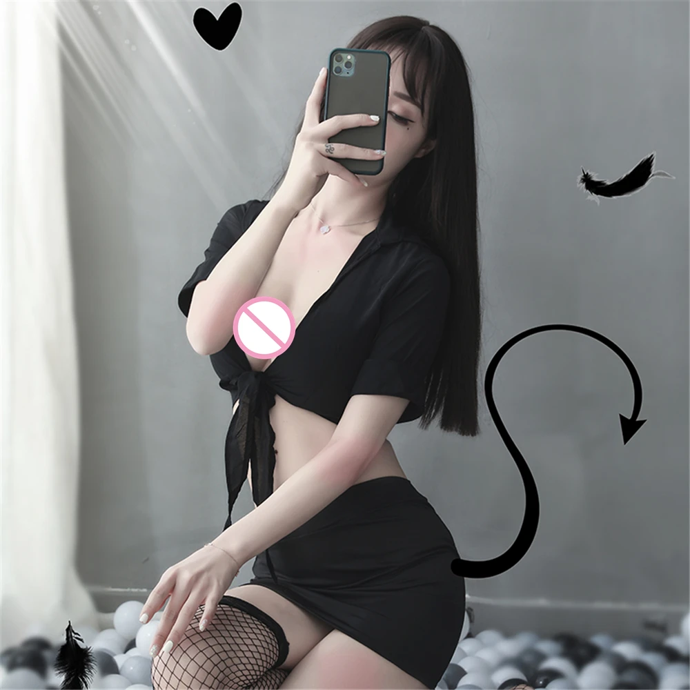 Костюмы женское сексуальное нижнее белье порно мини платье + G-стринги Нижнее с